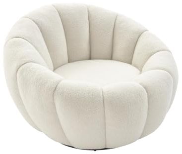 Vente-unique-Drehsessel muschelförmig - Bouclé-Stoff - Weiß - COSSATO