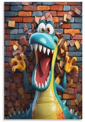 KeAan Cartoon Crocodile Poster, Dekoratives Gemälde, Leinwand, Wandkunst, Wohnzimmer, Poster, Schlafzimmer, Gemälde 16x24inch(40x60cm)