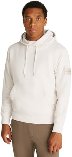 Calvin Klein Herren Hoodie Badge mit Kapuze, Ivory (Elfenbein), XXL