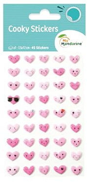 My Mandarine CY057Opack 10 Bogen 3D Stickers Cooky (450 Stickers) Herzen