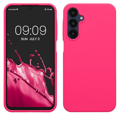 kwmobile Cover per Samsung Galaxy A25 Custodia - Back Case per Smartphone in Silicone TPU - Protezione Gommata - rosa shocking
