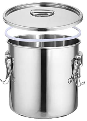 XYMJT Stockpot Mit Deckel 20-90L Suppe Topf Edelstahl Eimer Eimer Milch Dose Mit Versiegeltem Deckel/Silber/35 * 60 cm/Sier/25 * 25Cm