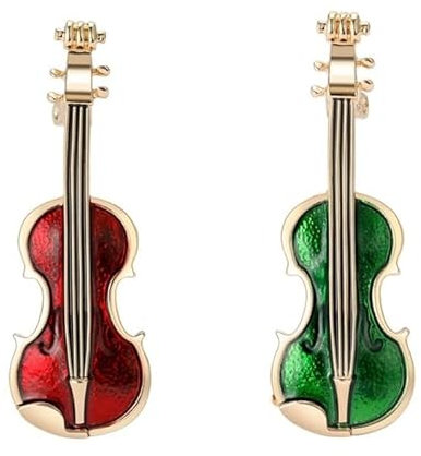 Lot de 2 broches pour violon Vert et rouge, Métal
