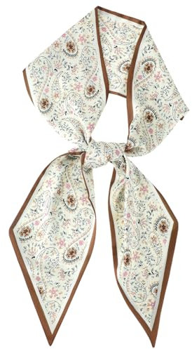 Ptwola Long Mulberry Silk Like Head Scarf 10.3 × 6.7 inches Women's Fashion Square Neck Satin Scarfs Headband Tie Wristband To Match Clothing Bag Hair Wrapping at Night Bandana Scarves Gift