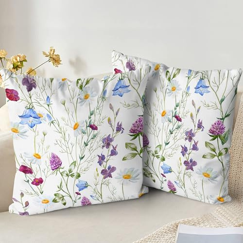 XPHZZL Kissenbezüge 2er-Set 65 x 65 cm - Weiche doppelseitige Garten Blumen Blumenmuster Dekorative Kissenbezüge für Sofa Bett Garten Outdoor Frühlingsdekoration mit unsichtbarem Reißverschluss 26 x