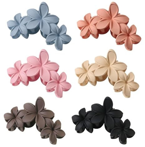 6 Piezas De Pinzas Para El Cabello De Flores, Tres Pinzas De Flores, Pinzas Para El Cabello Para Fijar El Cabello, Pinzas Para El Cabello Con Flores Para Niñas Lindas, Accesorios Para El Cabello