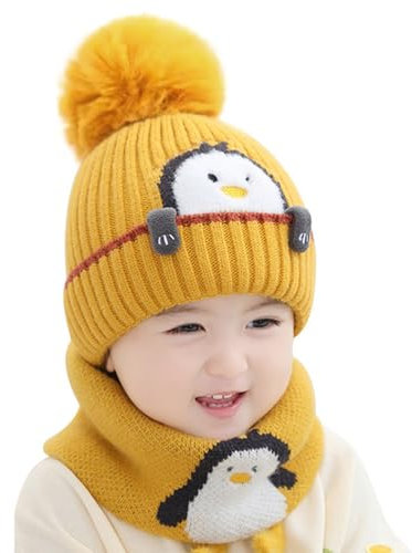 Guador Bambini Cappello Invernale, Cappello Bambini Sciarpa Invernale Guanti Ragazze Set Bambini Cappello A Maglia Cappello Invernale Ragazzi Sciarpa Set Cappello Ragazzi Caldo Set per 3-8 Anni