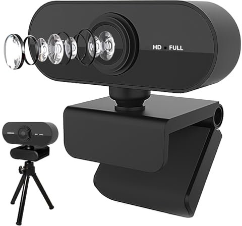Webcam for PC with Microphone 1080P HD Web Cam USB Camera for PC Laptop Mac Plug and Play Computer Camera Webcam for Conference, Youtube, Zoom, Skype, Facetime, Windows, Linux, Android and macOS
