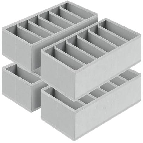 Homsorout Schubladen Organizer Kleiderschrank Organizer - 2er Set Schrank Organizer Stoff 30 x 15 x 9 cm Unterwäsche Organizer für Pax Organizer, Socken, Baby Kleidung, Hellgrau