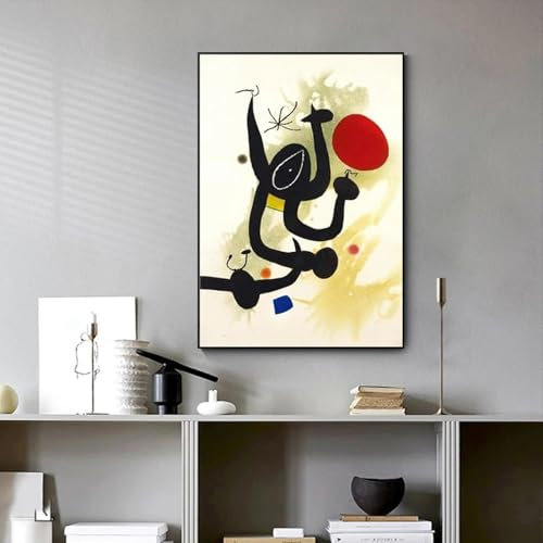 GKUVBF Vintage Abstrakte Ausstellung Joan Miro Leinwandgemälde, Poster und Druck, Wandkunst, Bilder für Wohnzimmer, Heimdekoration, 30 x 45 cm, rahmenlos
