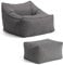 mokebo Sitzsack Sessel mit Hocker aus Cord 'Der Lümmel', XXL Sitzsack, Cord Sessel oder Sitz Sessel für Wohnzimmer und Wintergarten, auch als Riesensitzsack in 83x73x60 (BxHxT in cm) in Anthrazit