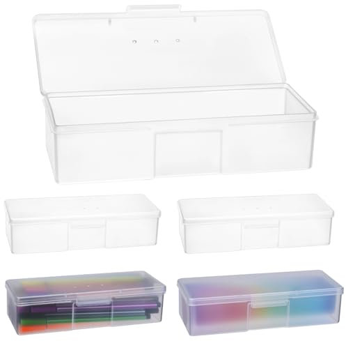 QWORK® 5 Pack 19 x 7.5 x 3.9 cm Clear Plastic Storage Box With Lid, Rectangle Organizer With Air Vent Design, Waterproof For Multi-Purpose Use