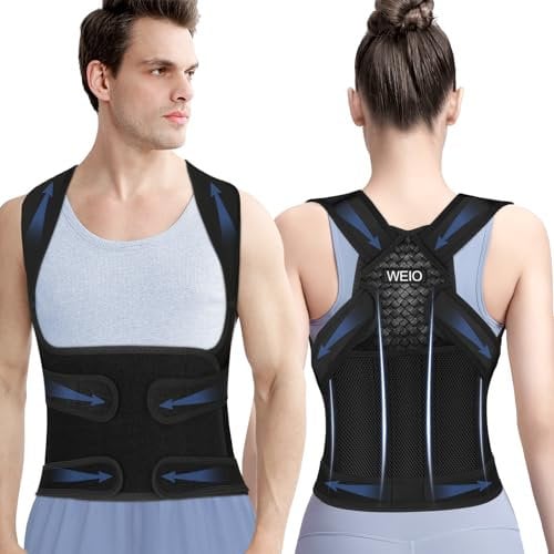 Corrector Postura Espalda para Hombre Mujer: Espalda Recta Correctores Postural - Invisible Transpirable Corregir Fajas para Espalda - Ajustable Soporte Enderezar para Cuello Hombros Lumbar Negro M