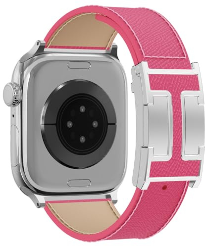 Magnetisches Lederarmband kompatibel mit Apple Watch Ultra Strap 49 46 45 44 42 41 40 38 mm, Designer-Ersatzarmband für Männer und Frauen, iWatch Ultra 2/Ultra/SE/Serie 10/9/8/7/6/5/4/3 /2/58