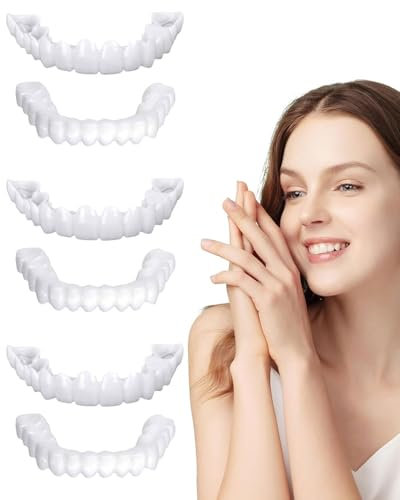 ZEXIJOW 3 Paia Dentiera Provvisoria,Faccette Dentali Universali Superiore e Inferiore,Non da masticare,Provvisoria Denti Finti per Uomini e Donne di Denti Cattivi Denti Imperfetti