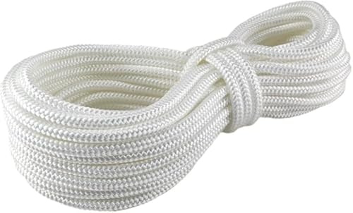 Polypropylen Seil, Weiß, 20 m x 6 mm, 16-Fach geflochten | PP Festmacher, Flechtleine Tauwerk, Reepschnur, Multifunktional Outdoor, Universalseil
