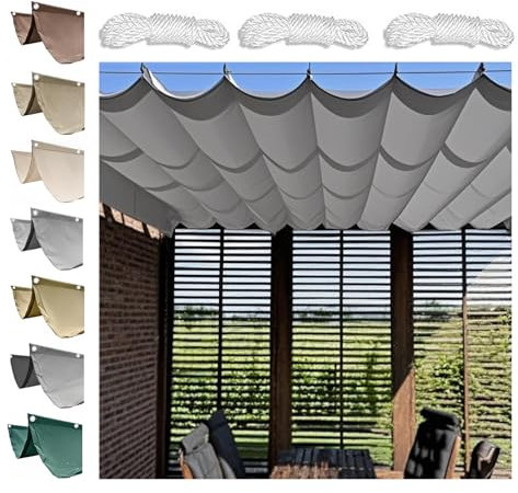 Rétractable Vague Voile Ombrage,D'ombrage Bâche Ombrage Protection UV Solaire pour Jardins Balcons Terrasse Pergola Sable,95% UV,Imperméable (Light Grey,1.5x4M (WxL))