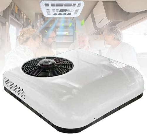 HQYMXYGEUR RV Rooftop Air Conditioner 12V/24V Parking Air Conditioning for Motorhome Truck Camper Van Caravans for Truck Rv Boat Automotive Camper Travel Trailer(White 12V)