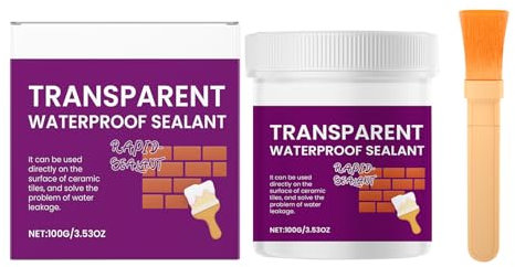 Wasserdichter Imprägnierer, selbstklebend, transparent, 100 g, mit Pinsel, auslaufsicher, transparent, für Holzböden, Fliesen, Badezimmer, Außenbereich, Risse und