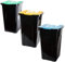 Lot de 3 poubelles avec couvercle, 50 l, avec couvercles à code couleur, pour un tri efficace des déchets à l'intérieur et à l'extérieur, durable et résistante aux intempéries, 56 x 36 x 36 cm