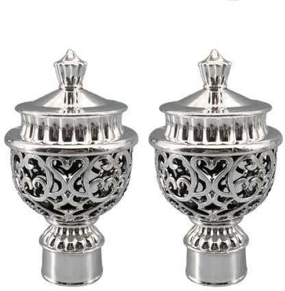 Endstücke für Gardinenstangen, Vorhangstangen-Kappen, Vintage-Vorhangstangen, dekorative Enden, Kunststoff-Endstücke für Gardinenstangen, silberfarben, 2 Stück