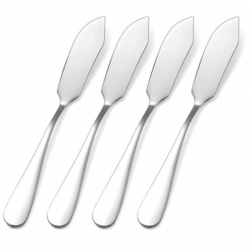 quyueug 4er Set Buttermesser aus Edelstahl – Spülmaschinenfest, ergonomisch, einteilig – Für Butter, Käse, Marmelade & Aufstriche – Kleine Frühstücksmesser für Zuhause, Party, Picknick & Camping