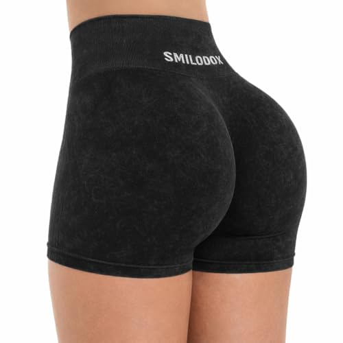 SMILODOX Sport Shorts Damen - Cetrina Scrunch Radlerhose kurz - Shaped Fit Kurze Sporthose, Damen Booty Scrunch Kurz Leggings, elastischer Bund, angenehm auf der Haut