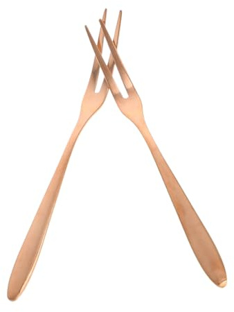 Healifty 2 pezzi Forchettine Antipasti in Acciaio Inossidabile Forchetta Frutta Rosa Metallizzata Elegante per Bar Ristorante e Feste Utile e Delicata per Dolci e Snack