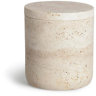Möve Travertine Grace Dose mit Deckel Ø 10 x 11 cm aus Kalkstein, beige