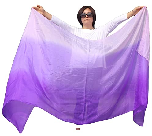 Winged Sirenny Handbemalter Bauchtanz Seidenschleier Farbverlauf 270×110cm, Leicht Elegant für Orientalischen Tanz, Auftritte, Fotoshootings & Bühnenperformances, Handrollierte Kanten