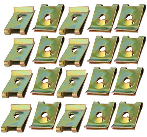 Sourcingmap 20pcs Spring Steel Speed Fastener U Nut Brass Tone for M4 / ST4.0 Screw Bolt