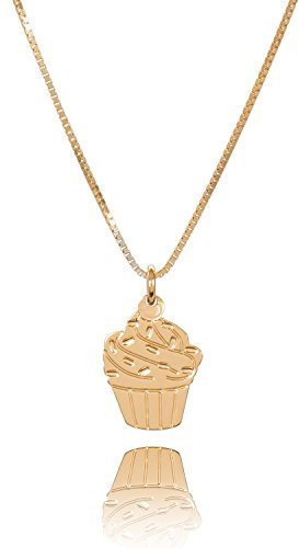 Malaika Raiss Halskette Damen Anhänger Cupcake 24 Karat vergoldet (Essen & Trinken)