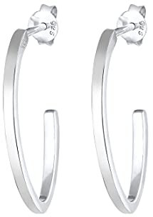 Elli Ohrringe Damen Oval Creolen Basic in 925 Sterling Silber