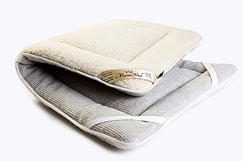 GREY Merino Reversible Mattress Topper PERUGIANO 100% Merino Wool THICK WOOLAMRKED (140 x 200 cm)