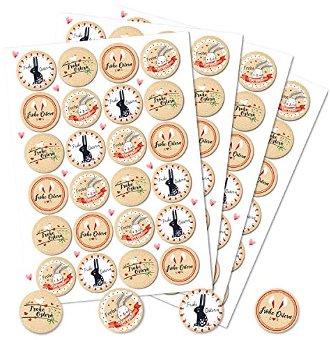 Logbuch-Verlag 96 Osteraufkleber Ostersticker Frohe Ostern Osterhase Deko Sticker Aufkleber rund 4 cm mit Ostergrüßen