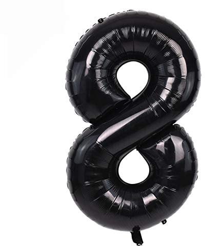 40 Zoll Nummer Folienballon 0 to 9 in Schwarz Helium Zahlenballon Riesenzahl Luftballon Nummer 8 Heliumballons für Geburtstag, Hochzeit, Jubiläum Party Dekoration（Zahl 8）