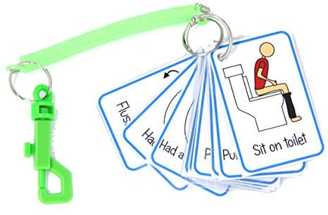 Toilet Training Routine Flash Cards & Bungee - Visual Aid reminder for using the toilet Special Needs/Autism/Potty Practice