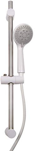 Croydex Amalfi Shower Set with Shower Head with 5 Functions, Easy Clean Nozzles, 1.5m Shower Hose & Adjustable Shower Head Holder, 665mm Riser Rail, Universal Fit for All Shower Types, White
