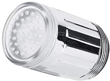 NIMOA Faucet Light with Converter, LED Temperature Indicator, 3 Color Changing, Silver Finish, Red, Green, Blue