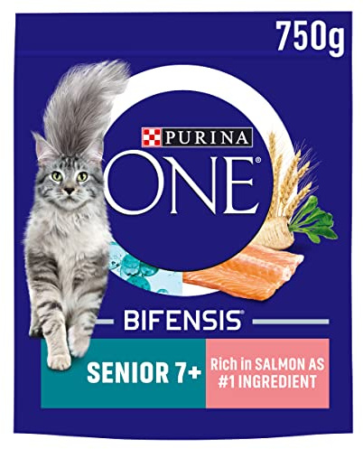 PURINA ONE Senior 7+ Salmon Dry Cat Food 750g (Pack of 4)