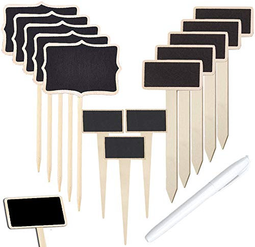 Anyasen Étiquettes pour Plantes 32 pièces Étiquettes Potager Etiquettes à Planter Mini Tableau en Bois Étiquettes Panneaux de Plantes avec Un Stylo Blanc Effaçable pour Plantes Jardin
