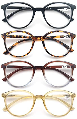 MODFANS (4 Pack) Lesebrille 2.0 Rund Herren Damen,Gute Brillen,Hochwertig,Mode,Komfortabel,Super Lesehilfe,fur Frauen