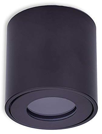 LED Aufbauleuchte IP44 schwarz rund 9 Watt warmweiß GU10 230V - Aufbaustrahler für Bad und Außen Downlight Spot Deckenlampe Loft Aufbauleuchte Aufbau-Spot Decken-Strahler