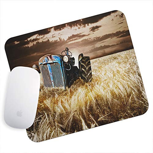 WhatsOnYourWall Mouse Pad | Gaming Mouse Mat | Computer Mouse Pad | Desk Mouse Mat | PC Mouse Mat | Mouse Pad Gaming | Small Mouse Mat | Gaming Mouse Pad | Blue Yellow Retro Tractor