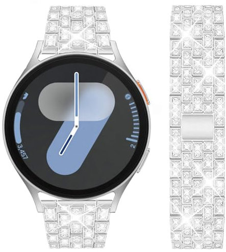 DEALELE Bracelet compatible avec Samsung Galaxy Watch 7 / FE / 6 / 6 Classic / 5 / 5 Pro / 4 / 4 Classic / 3 41 mm, 20 mm pour Huawei GT3 42 mm pour homme et femme, argenté
