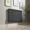 NRG Cast Iron Radiator Traditional Triple Column Horizontal Designer Anthracite Rads with Angled Pair of Valves 600 x 830mm