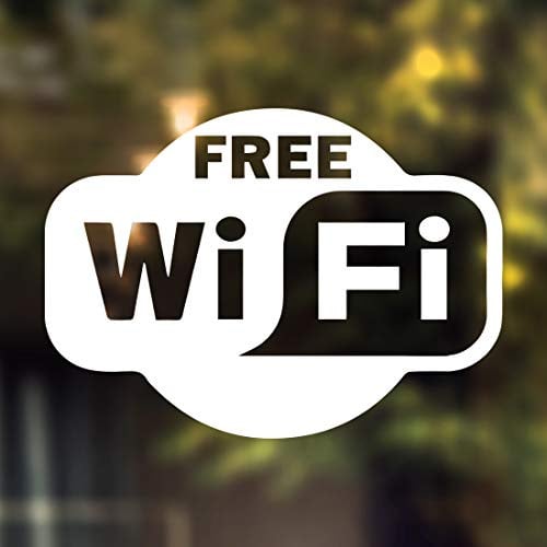 Free WiFi Sticker Sign Vinyl Cafe Decal Restaurant self Adhesive Stickers Kitchen Shop Office Decals Signs Pub Door Window Graphics Signage Takeaway Coffee Shop bar Artwork Stencil Transfer wall