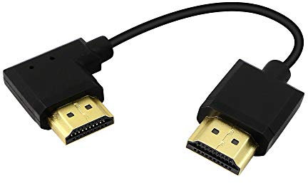 PNGKNYOCN 15cm HDMI-Stecker auf Stecker kurzes Kabel 90 Grad Rechter Winkel links HDMI 2.0 Adapter kabel, unterstützt 4K @ 60 Hz, für Raspberry Pi, Tablet, Kamera usw. (Black Left)