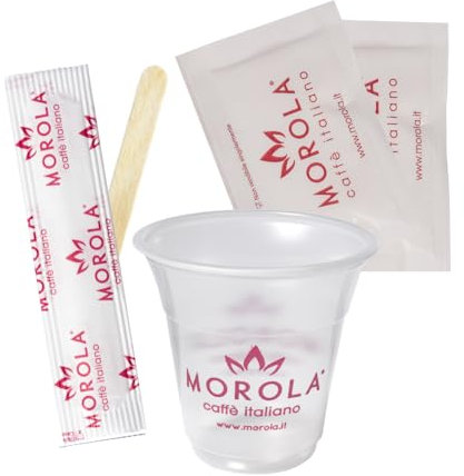 Kaffeeset 450 Teile – Kaffee-Zubehör-Set – 150 Becher à 80 ml, 150 Beutel weißer Zucker und 150 Rührstäbchen aus Birkenholz