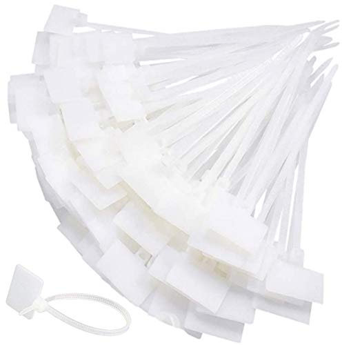 300 Stück Kabelbinder mit Tags Kabelbinder Weiß Stark Kabelbinder Weiß Kabelklemme mit Tags Kabelbeschriftung Kabelmanagement Schreibtisch Kabelorganisation Kabelbefestigung für Büro Familie